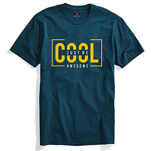 ADRO Just Be Cool Design Printed T-Shirts for Men & Women (RNR-S35-JBA-SB_Teal_XL)