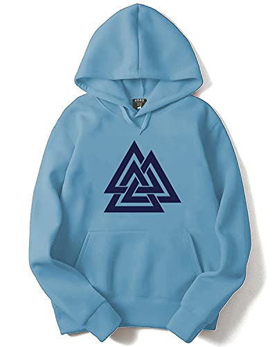 ADRO Men's Cotton Neck Hooded Sweatshirt (H21-M-TKT-SK_SkyBlue_XL)