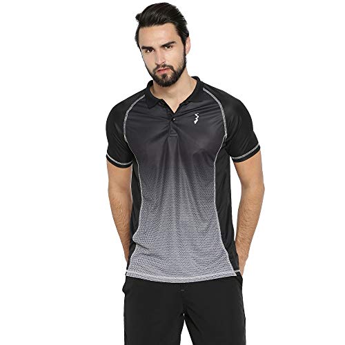 Campus Sutra MenS Black And Grey Ombre Dri-Fit Activewear T-Shirt Regular Fit For Casual Wear | Structured T-Shirt Crafted With