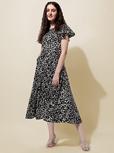OOMPH! Womens Western & Fusion wear Midi Dresses for Women, Beach, Black - md515