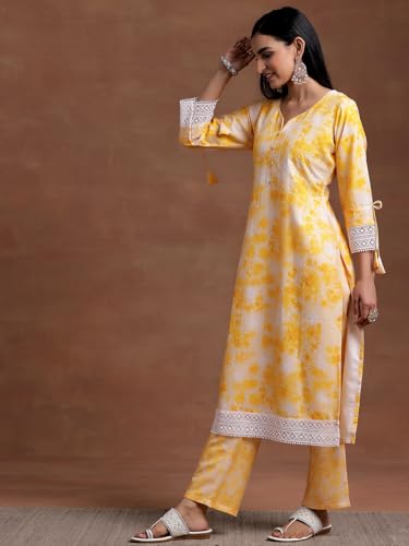 Libas WomenS Cotton Blend Kurta Set (35375_Yellow