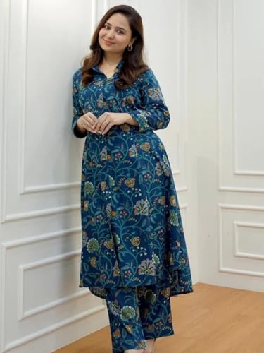 GRECIILOOKS Women Rayon W1836&TR893 Regular Fit Co Ord Sets (Blue, X-Large)