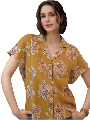 Anni Designer WomenS Shirt Rayon Viscose Top For Women (Tanushi Yellow_M_Yellow_Medium)