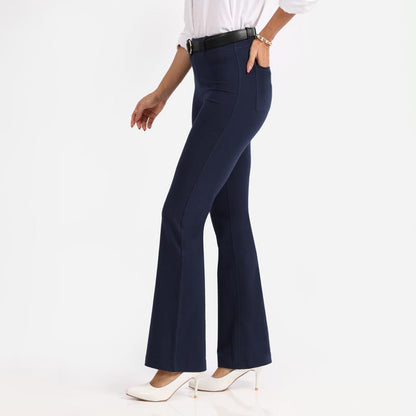 BlissClub AM:PM Air Flare Trousers Cotton for Women Upto 54 ft | Bootcut Trousers and Formal Pants for Women Office wear | Tail