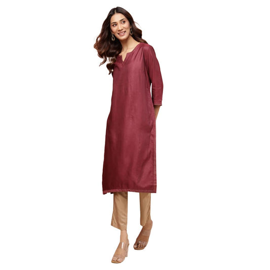 Fabindia Women's Viscose Silk Solid Regular Kurta