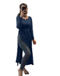 Fashion2Wear WomenS Georgette Kurta With Full Sleeves Notch Neck Knee Length Solid Pattern A Line Style And Regular Fit Rama