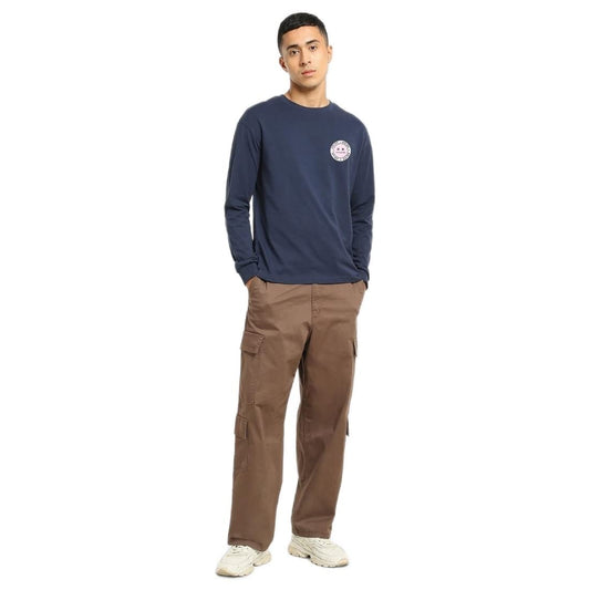 Bewakoof Mens Ajeeb Prani Typographic Print Cotton T-Shirt- Oversized Fit, Round Neck, Full Sleeves 581118_Blue_XL