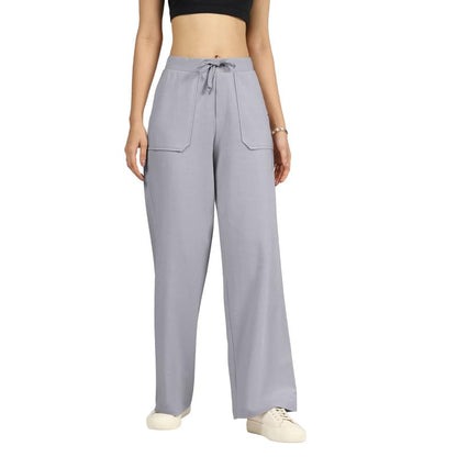 BlissClub Work-to-Wine Twill Drawstring Pants | Wide Silhouette | 2 Roomy Pockets | Elasticated Waistband | Adjustable Drawcord