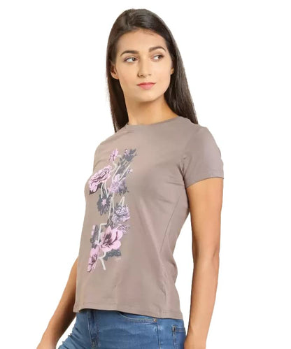 Lyra Pure Cotton Round Neck Printed T-Shirt For Women