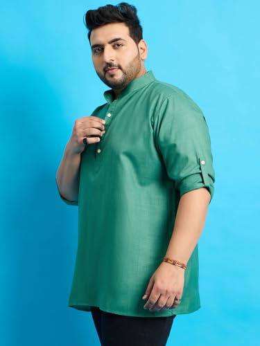 Bigbanana Plus Size Men'S Regular Fit Solid Short Kurta