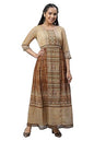 Aurelia Women'S Porcini Ornamental Print Poly Georgette Lurex Aline Dress_23Aud10586-507110_M Brown