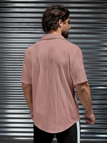 Greciilooks MenS Regular Fit Casual Shirt (Gl-Ms-6158_Pink