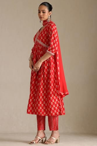 Soch WomenS Viscose Muslin Salwar Suit Set (Ews5Cd21974_Red