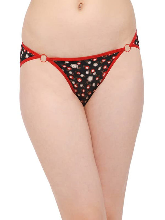 Clovia Womens Lace Low Waist Floral Print Bikini Panty (PN3543A13_Black_XXL)
