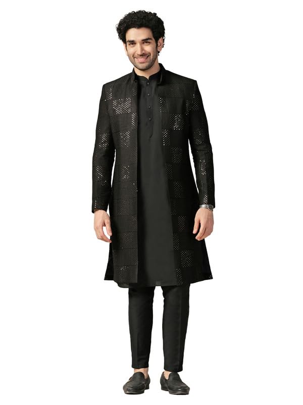 Kisah Sherwani Set For Men  Silk Blend Textured Indo Western Sherwani With Kurta And Trouser | Designer Ethnic Outfit For Weddin