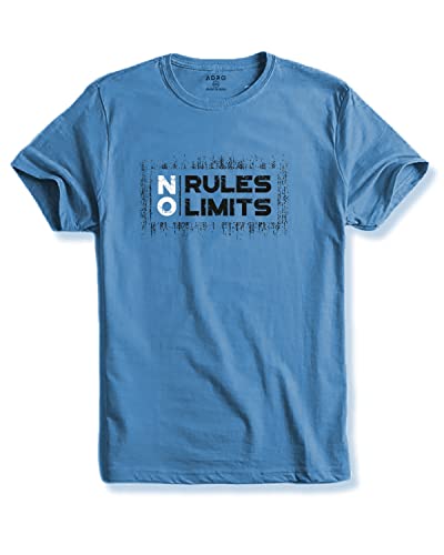ADRO No Rules No Limits Mens Printed T-Shirt (RNR-M-LIM-SK_SkyBlue_XL)