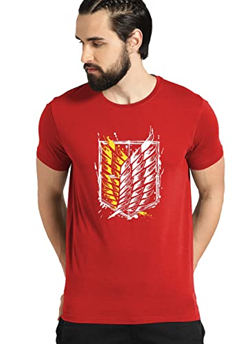 ADRO Mens Attack on Titan Cotton T-Shirt (S, Red)