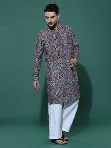 Dhruvi Trendz MenS Kurta -Pajama Set | Designer Printed Cotton Kurta For Wedding, Festival, Party |Traditional Indian Attire |
