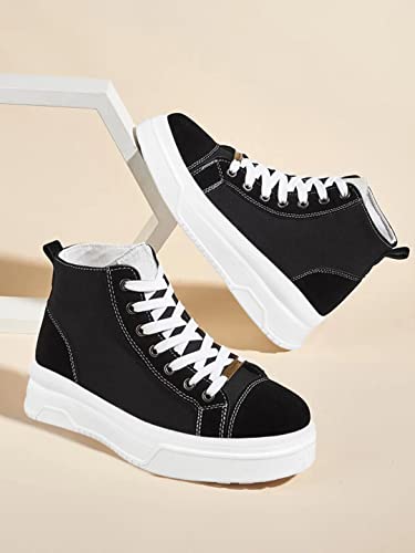 Shoetopia WomenS Canvas Sneakers | Light Weight & Comfortable With Cushioned Footbed | Stylish Shoe Sneakers For Women Black-Eu