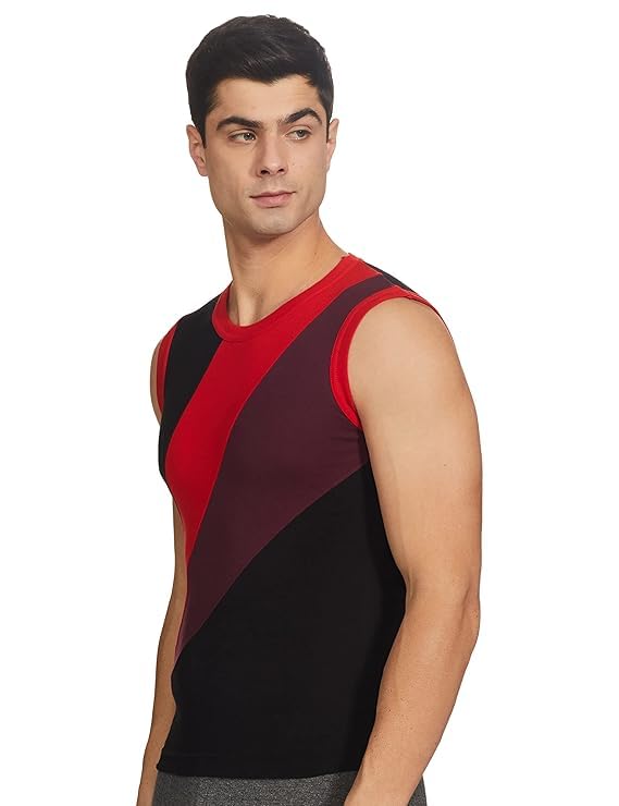 Rupa Frontline Color Block Vest for Men, 100% Cotton Material, Round Neck, Sleeveless, Pack of 1