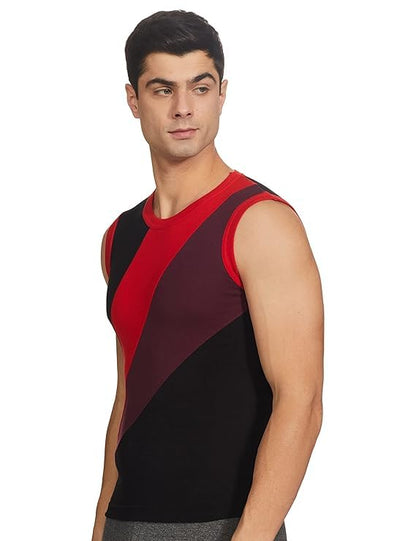 Rupa Frontline Color Block Vest for Men, 100% Cotton Material, Round Neck, Sleeveless, Pack of 1
