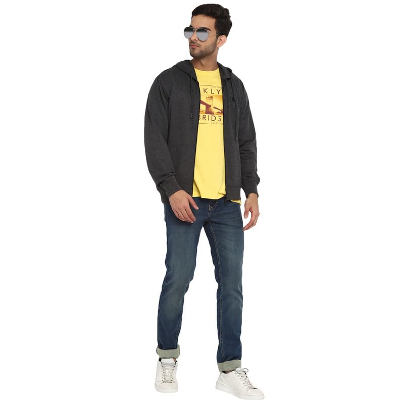 Turtle Men Poly Cotton Solid Charcoal Hooded Sweatshirt