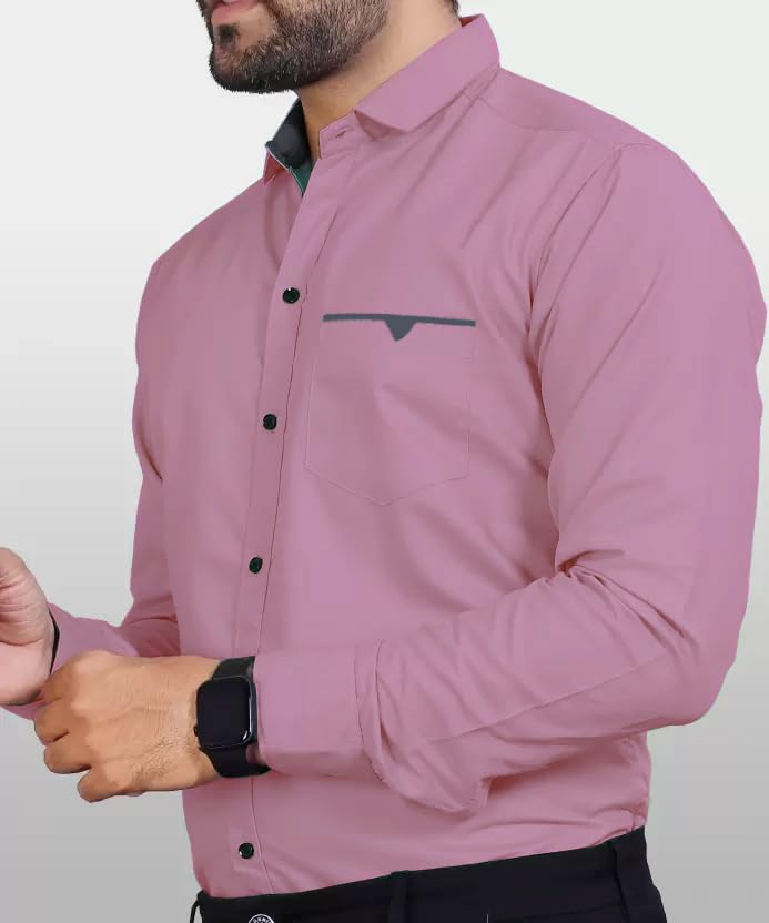 CB-COLEBROOK Mens Regular Fit Solid Soft Touch Cotton Casual Shirt with Pocket Design with Spread Collar & Full Sleeves (Availa