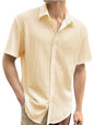 Pinkmint Popcorn Shirt for Men Soild Slim Fit Sleeve Spread Collar Trendy Men Shirt Summer Wear Goa Wear Maroon