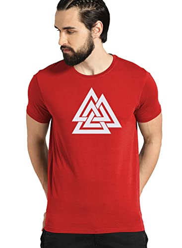 ADRO Triangle Mens Printed T-Shirt (RNR-M-TKT-RD_Red)