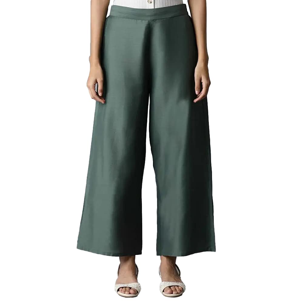 W For Woman W Strechable Parallel Pants For Women | Trousers For Women Green