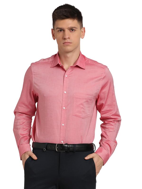 Turtle Men 100% Cotton Coral Solid Regular Fit Formal Shirt