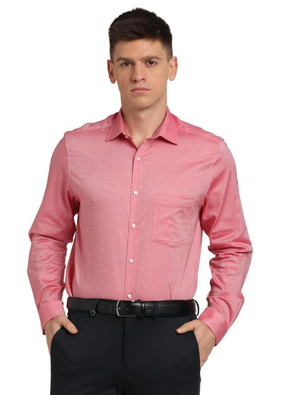 Turtle Men 100% Cotton Coral Solid Regular Fit Formal Shirt