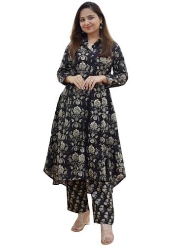GRECIILOOKS Womens A-Line Rayon Regular Fit Co-Ord Set (Black, XX-Large)