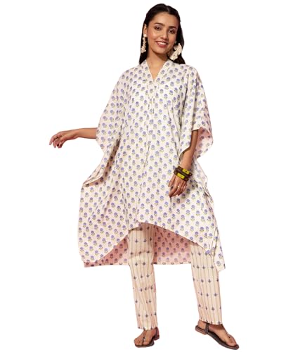 Libas WomenS Cotton Printed Co-Ords (35521_Cream