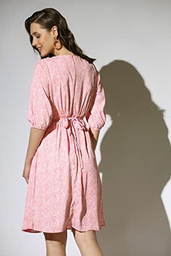Leriya Fashion One Piece Dress for Women| Midi Dress for Women| Birthday Dress for Women (Small, Peach)