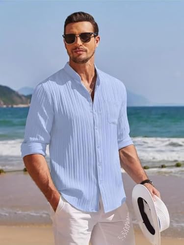 Leriya Fashion Casual Textured Button Down Regular Fit Shirts Long Sleeve Shirt For Men (Available In Plus Size And Combo Pack O