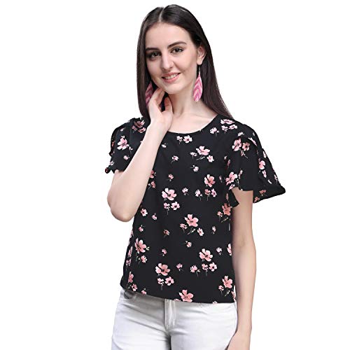 OOMPH! Womens Crepe Tunic Top - Charcoal Black
