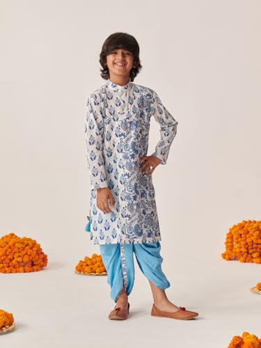 Pspeaches Boys Floral Printed Regular Kurta With Dhoti Pants (6-7Years)