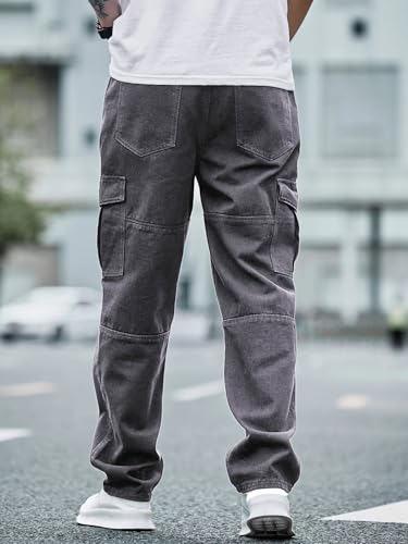 Greciilooks Regular Cargo Pant Baggy Loose Fit Grey