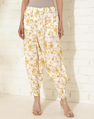 Fabindia White Cotton Hand Block Printed Salwar