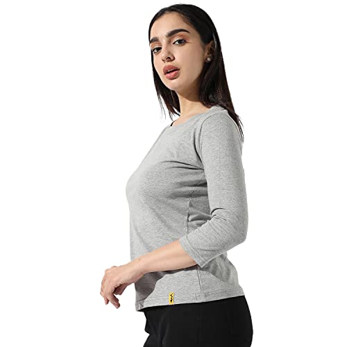 Campus Sutra Womens Regular Fit Blouse (SS23NEW_RNQS_W_PLN_GR_Light Grey