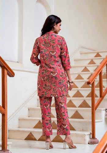 Dhruvi Trendz Regular Fit Formal Floral Printed Rayon Western Co-Ord Set For Women(Available In 2Xl And 3Xl) (Dt-W1729&Tr820_Pin