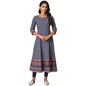 W for Woman Purple Printed Kalidar Kurta With Tights