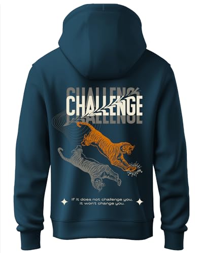 ADRO Mens Abstract Design Backside Printed Hoodies in Premium Cotton Fleece 340 GSM (H23-M-CHL-SB_Teal_XL)