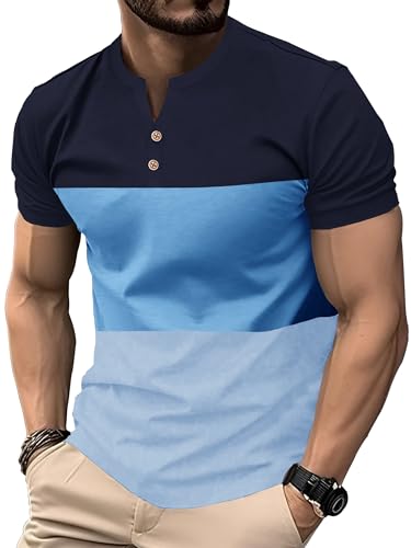 Noble Monk MenS Half Sleeves Henley Neck T-Shirt | Colorblock T-Shirt For Men
