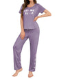 SMOWKLY Womens Premium Cotton Blend Cute Print Two Piece Pj Sleepwear Co-ord Set || Stylish Top with Pajama Pant Comfy Loungwea