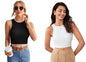 TAGAS Skinny Fit wome Western Tank Tops for Womens and Girls| (C5P-51_Black White