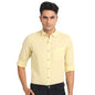 Turtle Men Cotton Linen Slim Fit Yellow Printed Casual Shirt