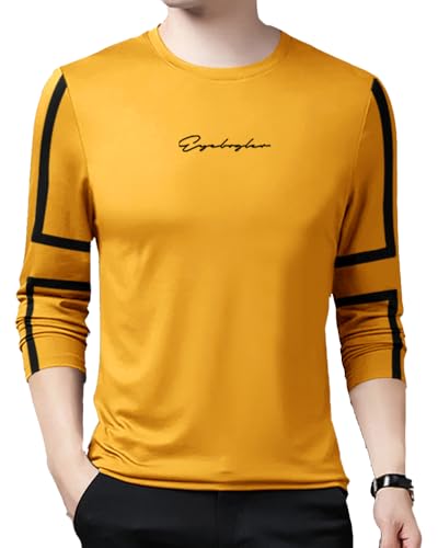 EYEBOGLER Mens Round Neck Full Sleeves Regular Fit Printed T-Shirt