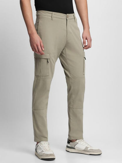 Dennis Lingo Mens Cotton Lycra Full Length Solid Slim Fit Cargo Trousers